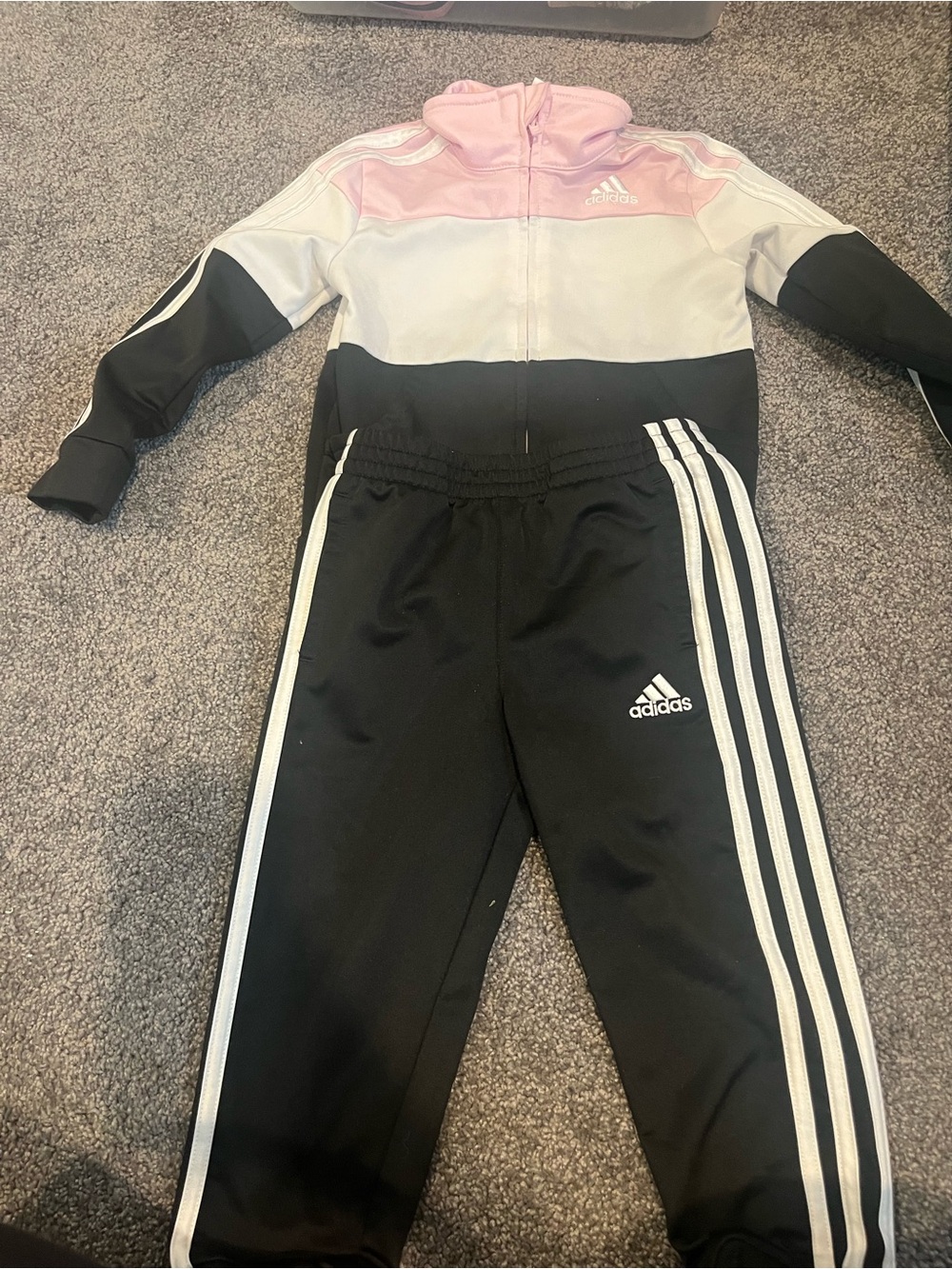 adidas Kids Pink, White & Black Track Set - Jacket and Joggers